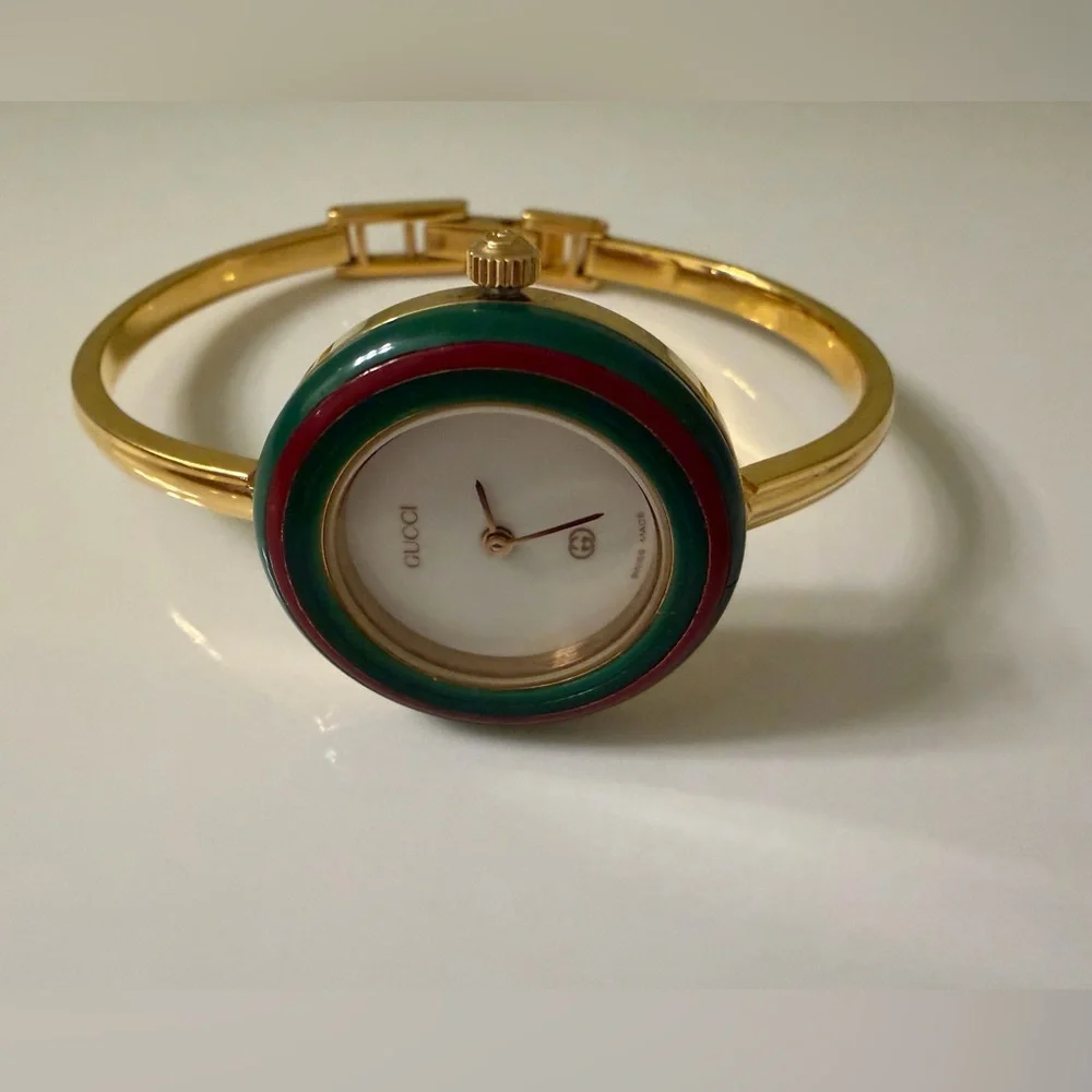 Mint~Prestige~Gucci Interchangeable Bezel Bracelet Bangle Watch with Box/Papers